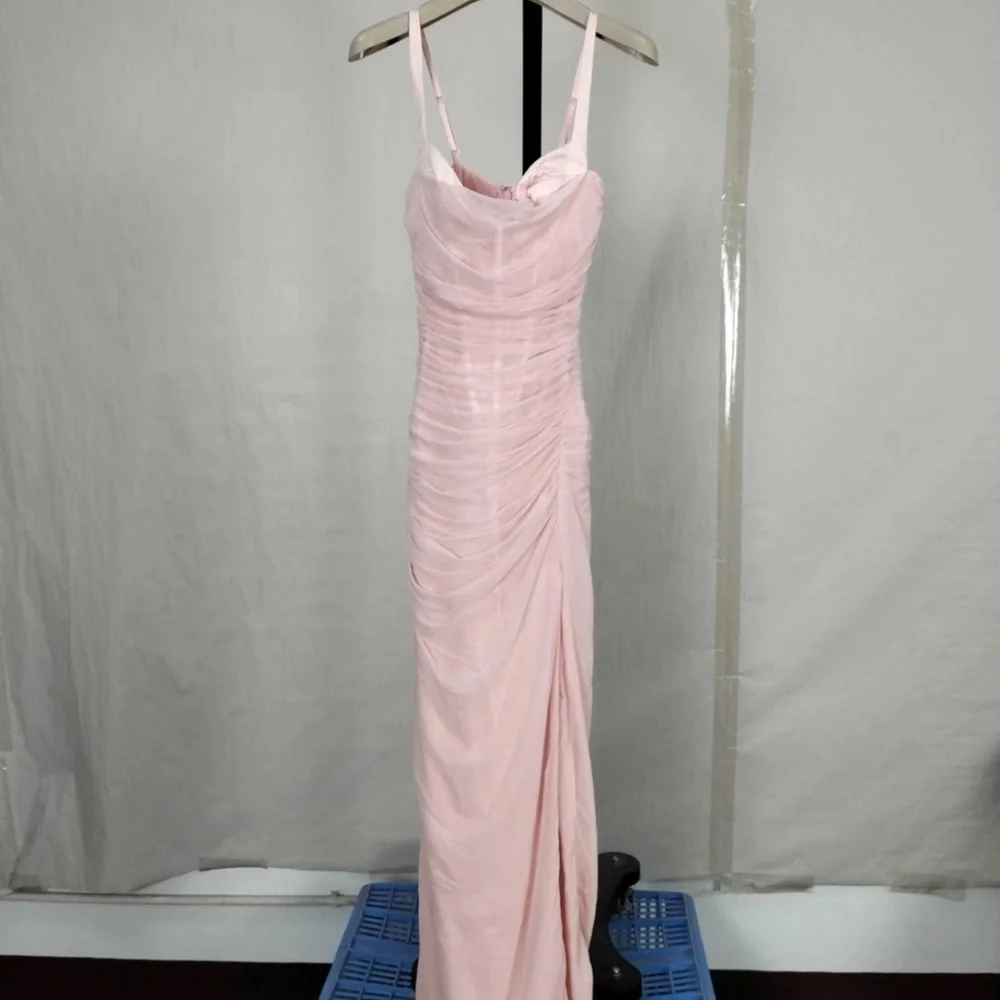 Elegant Pink Evening Dress house of cb lini pink bustier corset slit long xs - Picture 4 of 6